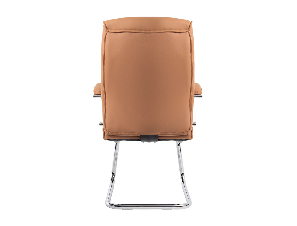 SIEGE VISITEUR Q-CONNECT MODENA SIMILI CUIR PIEDS METAL CHROME HAUTEUR 1050MM LARGEUR 630MM PROF 650MM COLORIS CREME