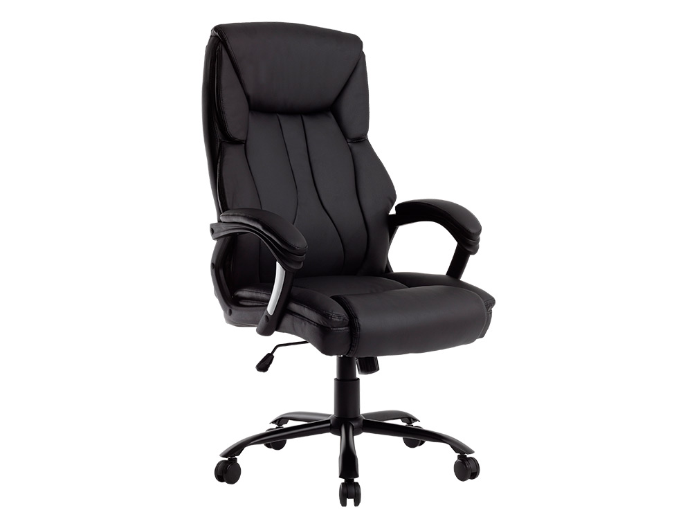 FAUTEUIL DE DIRECTION Q-CONNECT BOLZANO SIMILI CUIR BASE ACIER HAUTEUR MAX 1260MM LARGEUR 650MM PROF 730MM COLORIS NOIR
