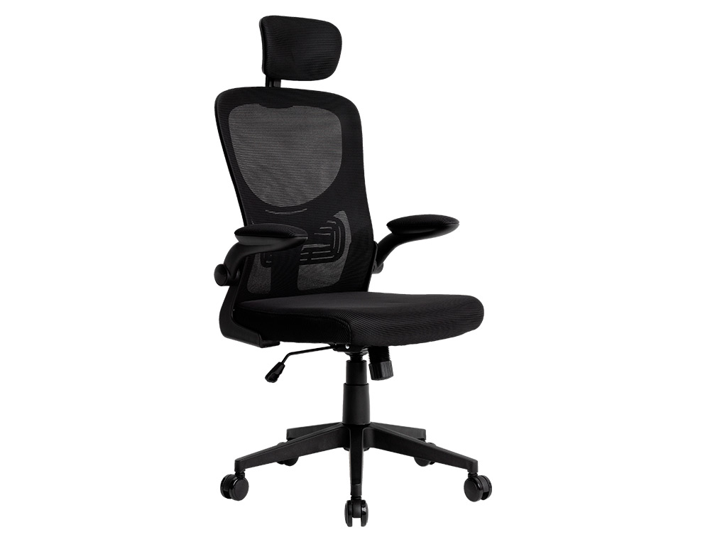 FAUTEUIL ERGONOMIQUE Q-CONNECT PALERMO MAILLE BASE NYLON HAUTEUR MAX 1300MM LARGEUR 630MM PROF 680MM COLORIS NOIR