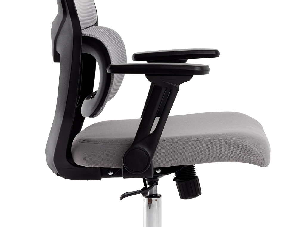 FAUTEUIL ERGONOMIQUE Q-CONNECT LUCCA MAILLE BASE METAL CHROME HAUTEUR MAX 1090MM LARGEUR 700MM PROF 650MM GRIS ET NOIR