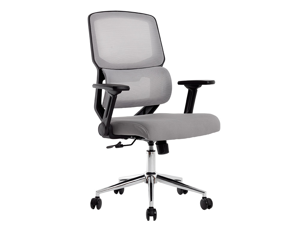 FAUTEUIL ERGONOMIQUE Q-CONNECT LUCCA MAILLE BASE METAL CHROME HAUTEUR MAX 1090MM LARGEUR 700MM PROF 650MM GRIS ET NOIR
