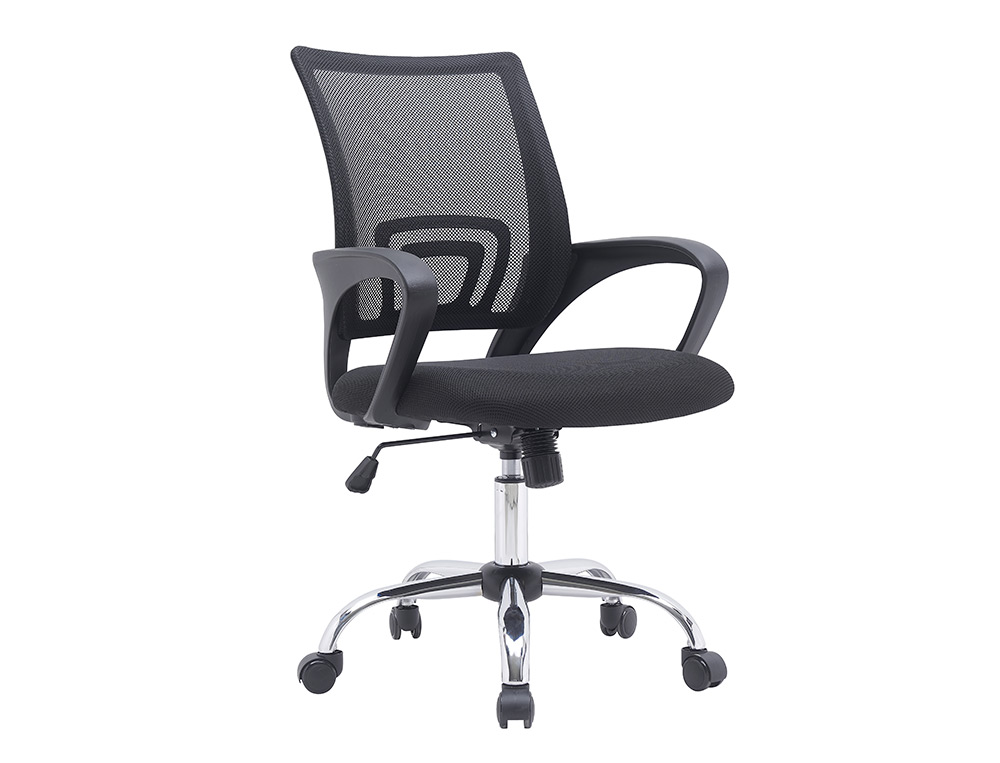 FAUTEUIL OPERATEUR Q-CONNECT SIENA MAILLE BASE METAL CHROME HAUTEUR MAX 1000MM LARGEUR 560MM PROF 570MM COLORIS NOIR