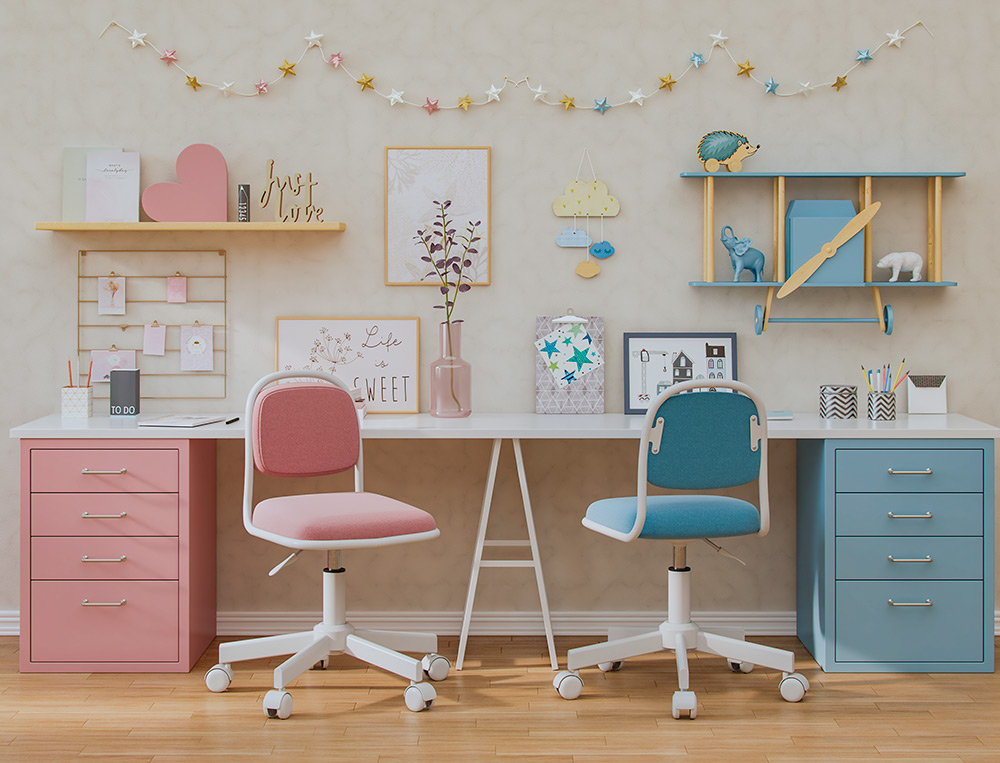 SIEGE ENFANT Q-CONNECT BARI RECOUVERT TISSU BASE METAL    SANS ACCOUDOIRS HAUTEUR 795MM LARGEUR 390MM PROF 350MM BLEU