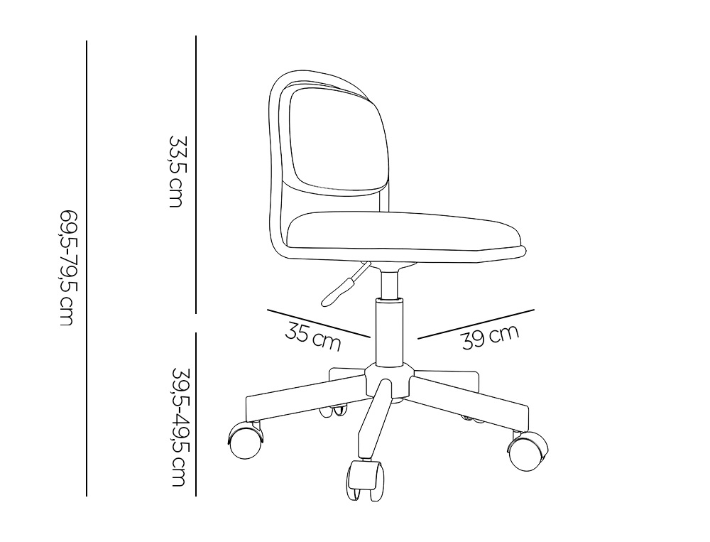 SIEGE ENFANT Q-CONNECT BARI RECOUVERT TISSU BASE METAL    SANS ACCOUDOIRS HAUTEUR 795MM LARGEUR 390MM PROF 350MM BLEU