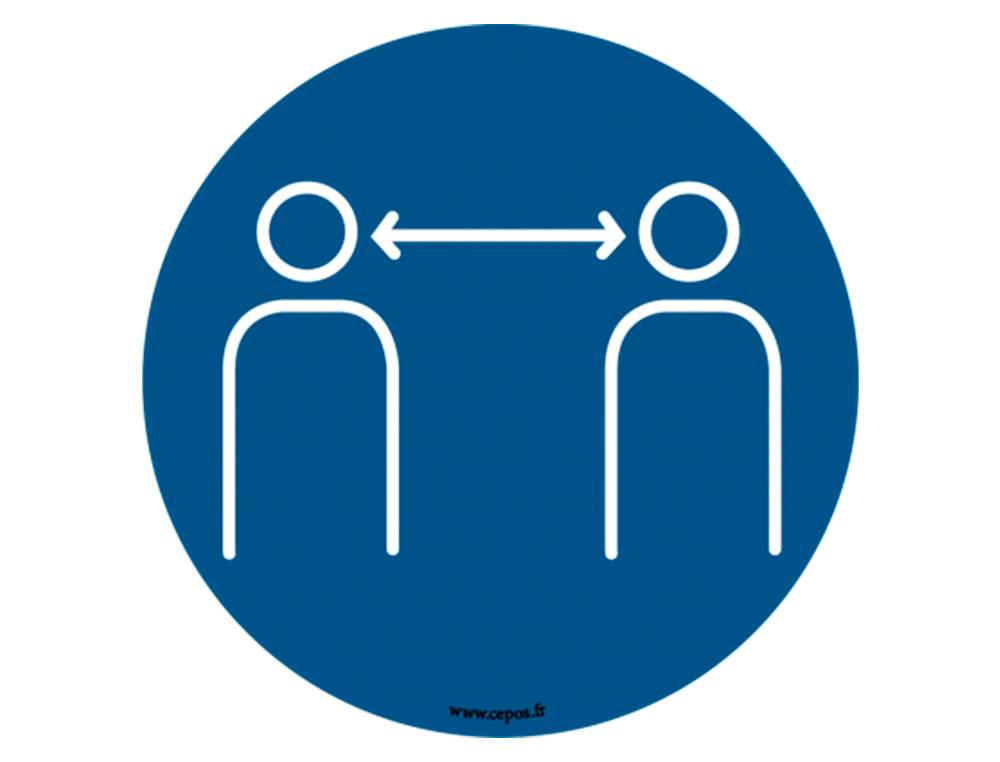 STICKERS CEP DE SIGNALISATION RESPECTER LES DISTANCES DE SECURITE MURAL DIAMETRE 30CM