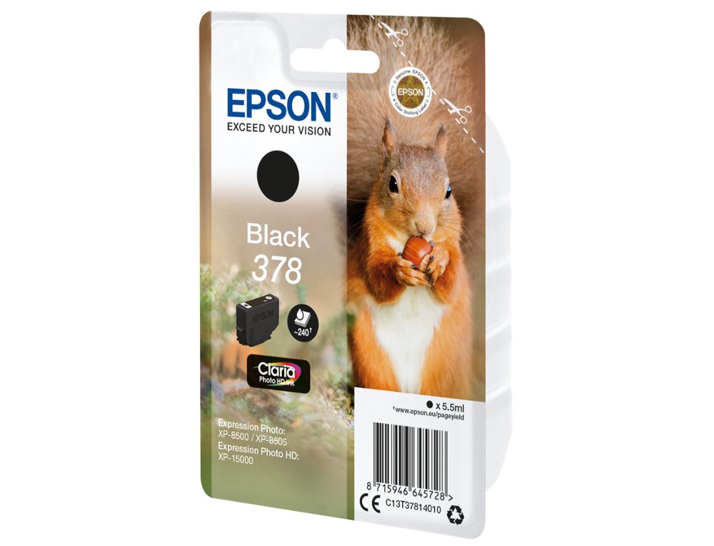 CARTOUCHE ENCRE EPSON 378 XP-8605 / 8606 / XP-15000 / XP-8500 / 8505 COULEUR NOIR 240 PAGES