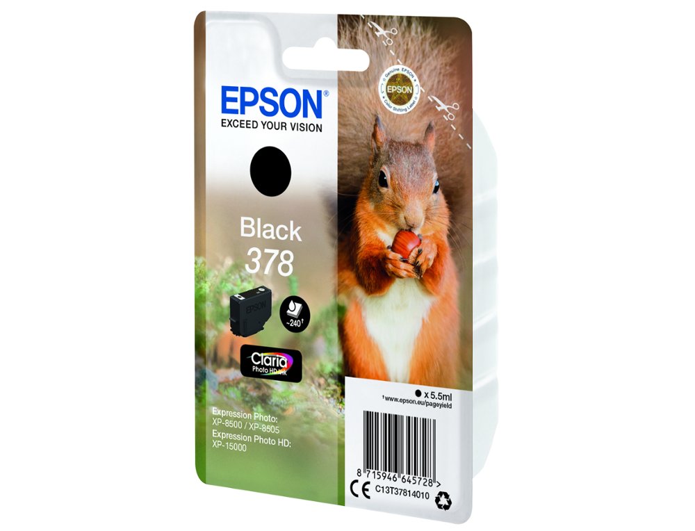 CARTOUCHE ENCRE EPSON 378 XP-8605 / 8606 / XP-15000 / XP-8500 / 8505 COULEUR NOIR 240 PAGES