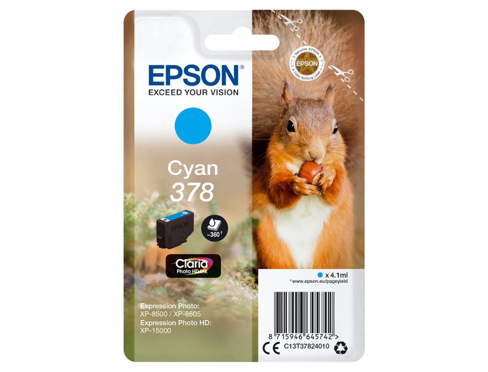 CARTOUCHE ENCRE EPSON 378 XP-8605 / 8606 / XP-15000 / XP-8500 / 8505 COULEUR CYAN 360 PAGES
