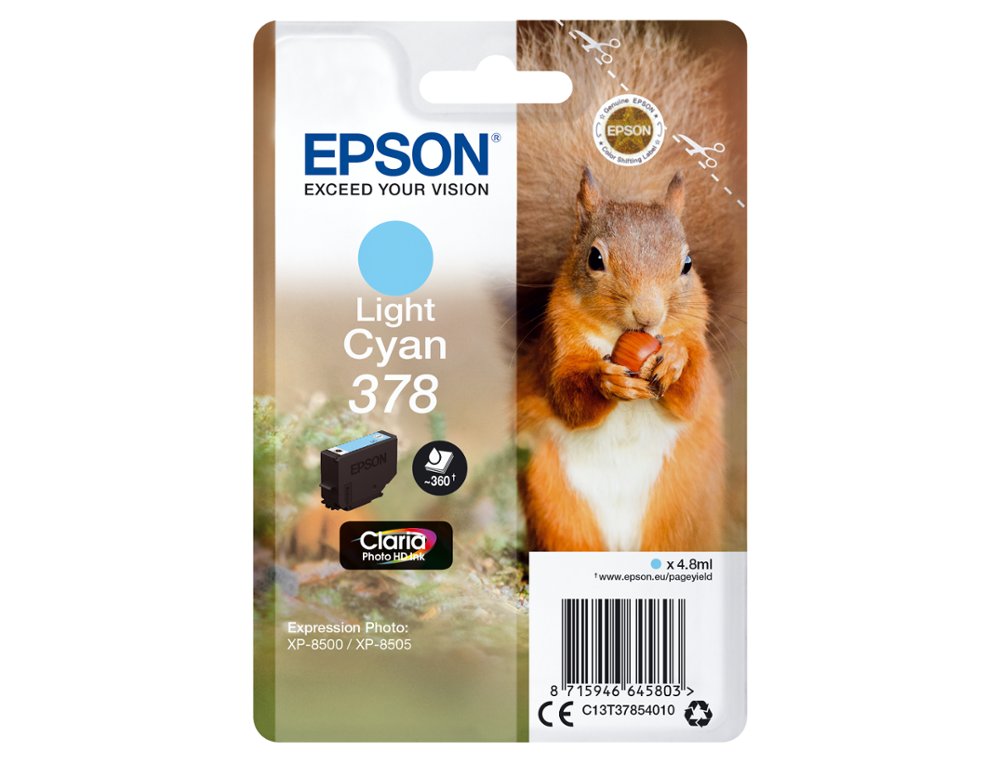 CARTOUCHE ENCRE EPSON 378 XP-8605 / 8606 / XP-15000 / XP-8500 / 8505 COULEUR CYAN CLAIR 360 PAGES