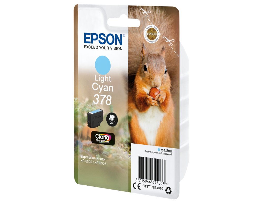 CARTOUCHE ENCRE EPSON 378 XP-8605 / 8606 / XP-15000 / XP-8500 / 8505 COULEUR CYAN CLAIR 360 PAGES