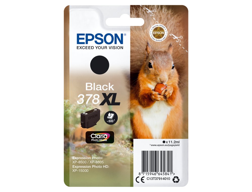 CARTOUCHE ENCRE EPSON 378 XL XP-8605 / 8606 / XP-15000 / XP-8500 / 8505 COULEUR NOIR 500 PAGES