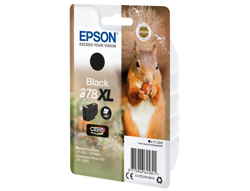 CARTOUCHE ENCRE EPSON 378 XL XP-8605 / 8606 / XP-15000 / XP-8500 / 8505 COULEUR NOIR 500 PAGES