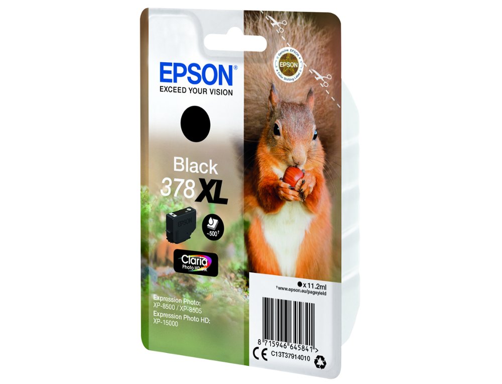 CARTOUCHE ENCRE EPSON 378 XL XP-8605 / 8606 / XP-15000 / XP-8500 / 8505 COULEUR NOIR 500 PAGES