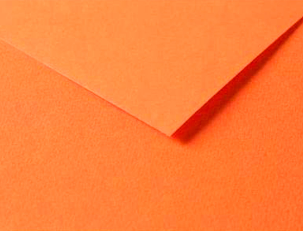 PAPIER DESSIN CLAIREFONTAINE A GRAIN 160G 1 SURFACE GRAINEE 1 LISSE 50X65CM PAQUET 25F COLORIS ORANGE