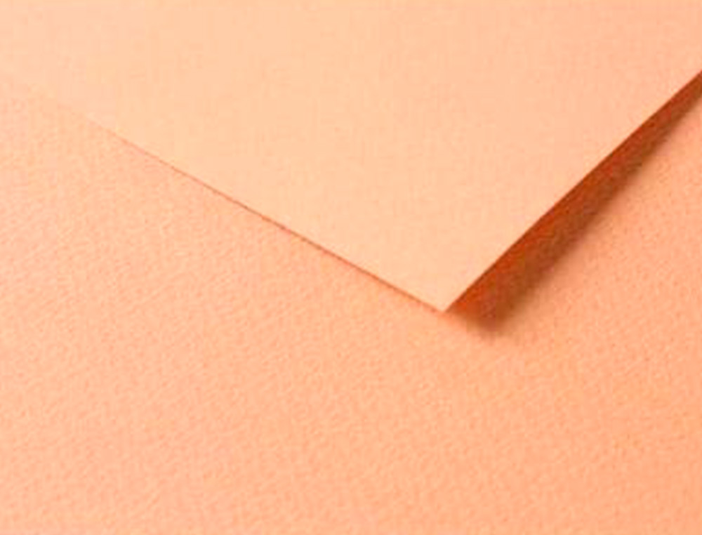 PAPIER DESSIN CLAIREFONTAINE A GRAIN 160G 1 SURFACE GRAINEE 1 LISSE 50X65CM PAQUET 25F COLORIS SAUMON