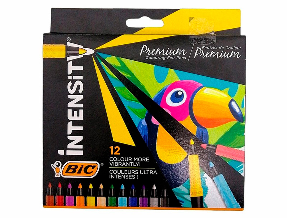 12 FEUTRES BIC CORPS NOIR GRIP CAOUTCHOUC CAPUCHON      VENTILE COULEUR DE L'ENCRE