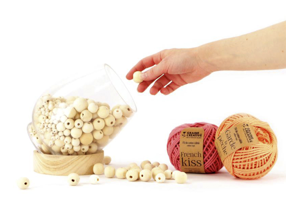 PERLES EN BOIS GRAINE CREATIVE DIAMETRE 30MM SACHET 4 PIECES