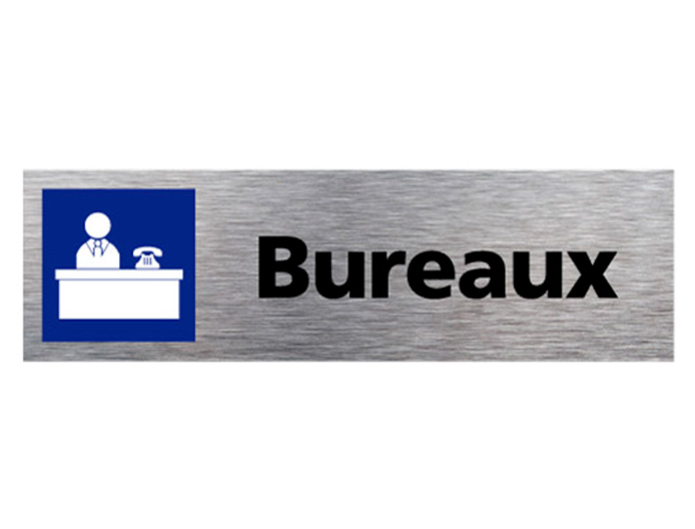 PLAQUE DE PORTE BUREAUX SIGNALETIQUE BIZ AVEC         PICTOGRAMME EN ALUMINIUM      BROSSE 3MM DOUBLE FACE