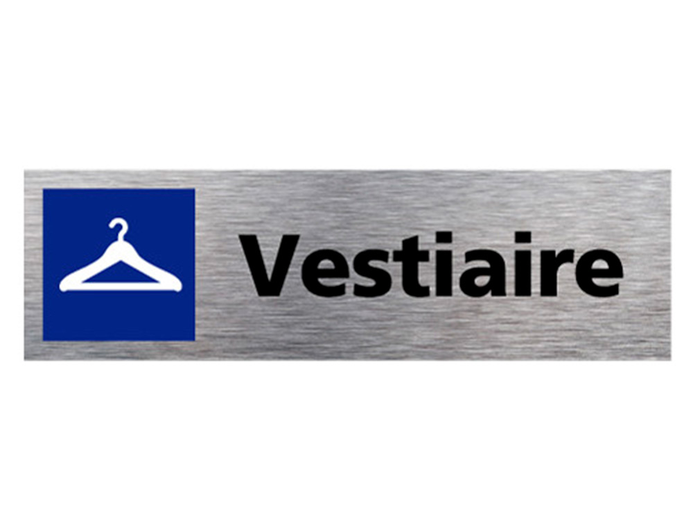 PLAQUE DE PORTE VESTIAIRE SIGNALETIQUE BIZ AVEC PICTOGRAMME EN ALUMINIUM BROSSE 3MM DOUBLE FACE