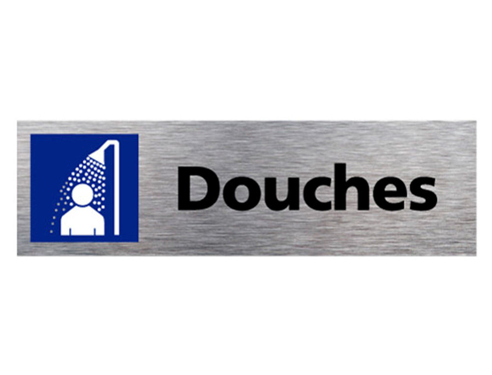 PLAQUE DE PORTE DOUCHES SIGNALETIQUE BIZ AVEC PICTOGRAMME EN ALUMINIUM BROSSE 3MM DOUBLE FACE