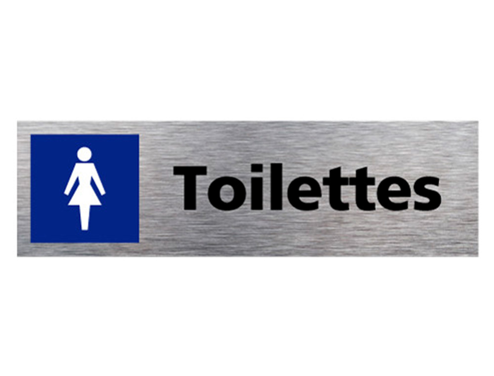 PLAQUE DE PORTE TOILETTES FEMMES SIGNALETIQUE BIZ PICTOGRAMME EN ALUMINIUM BROSSE DOUBLE FACE