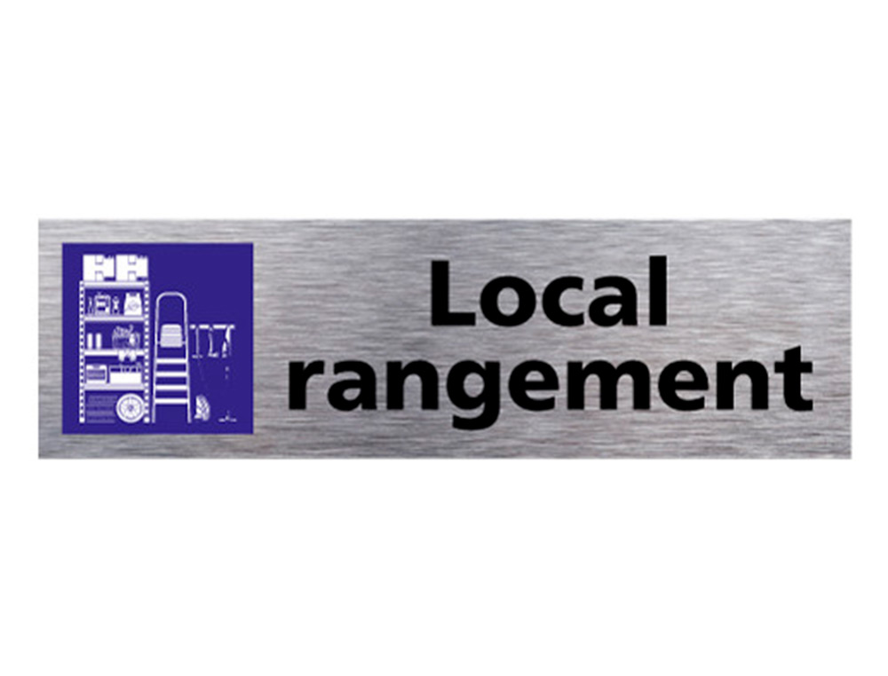 PLAQUE DE PORTE LOCAL RANGEMENT SIGNALETIQUE BIZ PICTOGRAMME EN ALUMINIUM BROSSE DOUBLE FACE
