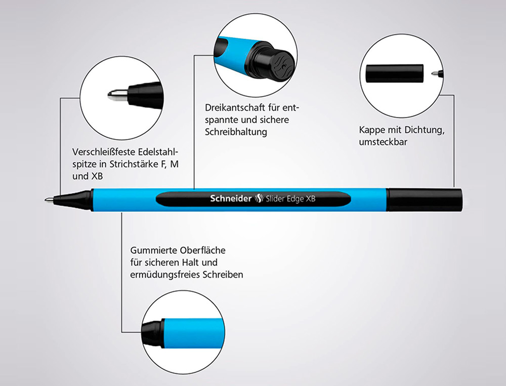 STYLO-BILLE SCHNEIDER SLIDER EDGE POINTE MOYENNE COLORIS   ROUGE