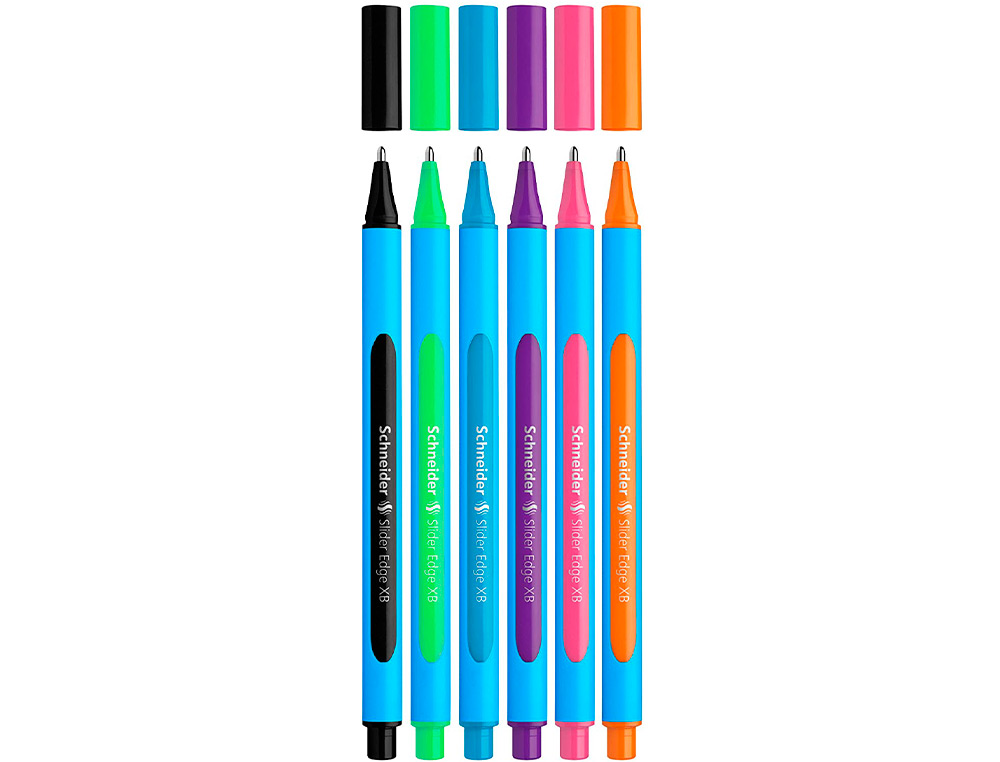 STYLO-BILLE SCHNEIDER SLIDER EDGE XB COULEURS ASSORTIES PACK 6 UNITES