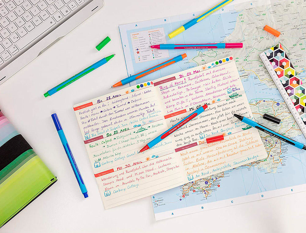 STYLO-BILLE SCHNEIDER SLIDER EDGE XB COULEURS ASSORTIES PACK 6 UNITES