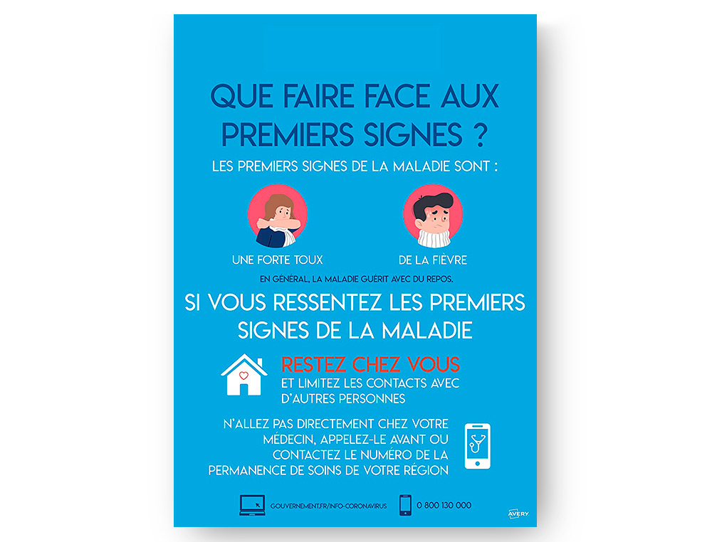 AFFICHES ADHESIVES AVERY AMOVIBLES SYMPTOME A3