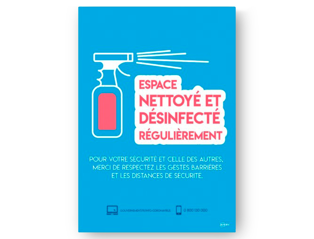AFFICHES ADHESIVES AVERY AMOVIBLE ESPACE NETTOY  A4