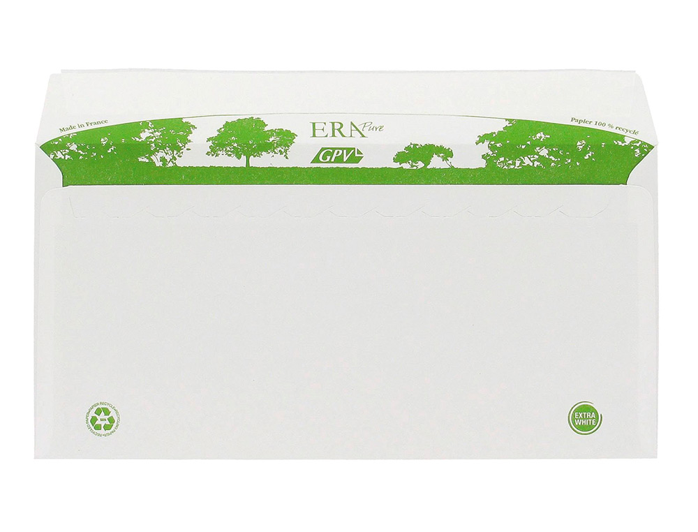ENVELOPPE GPV C6 BANDE DE PROTECTION 80G RECYCLES 114X162 BLANCHE BOITE DE 200