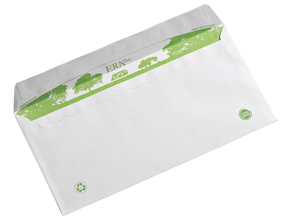 ENVELOPPE GPV C6 BANDE DE PROTECTION 80G RECYCLES 114X162 BLANCHE BOITE DE 200