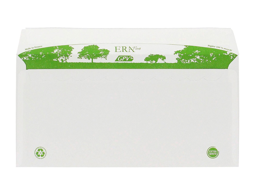 ENVELOPPE GPV DL BANDE DE PROTECTION 80G RECYCLES 110X220 BLANCHE BOITE DE 200