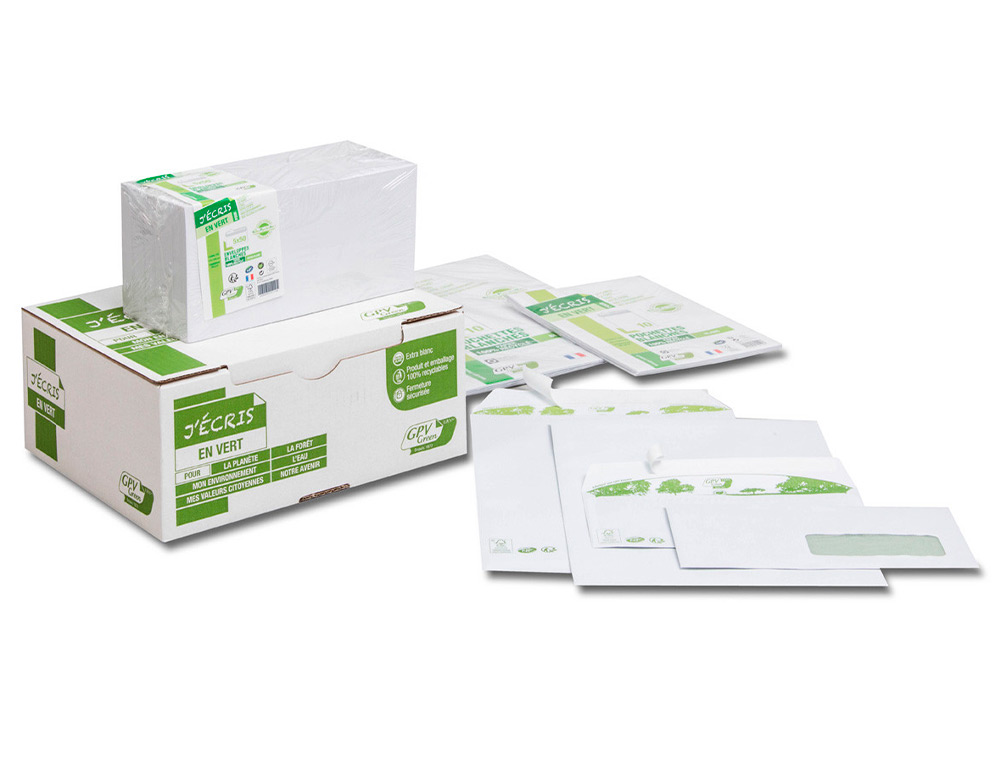 ENVELOPPE GPV DL BANDE DE PROTECTION 80G RECYCLES BLANCHE BOITE DE 200 FENETRE 45X100MM