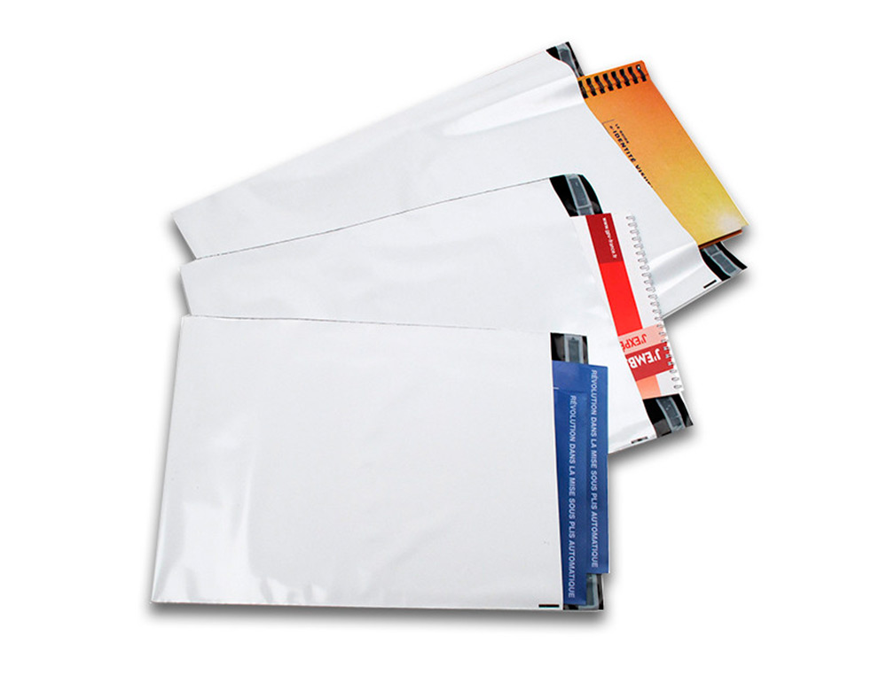 POCHETTE GPV POLYETHYLENE ADHESIVE 275X365 BLANC/NOIR PAQUET DE 10