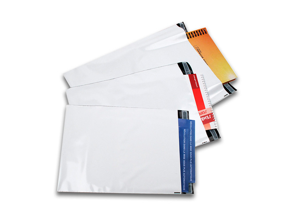 POCHETTE GPV POLYETHYLENE ADHESIVE 360X485 BLANC/NOIR PAQUET DE 10