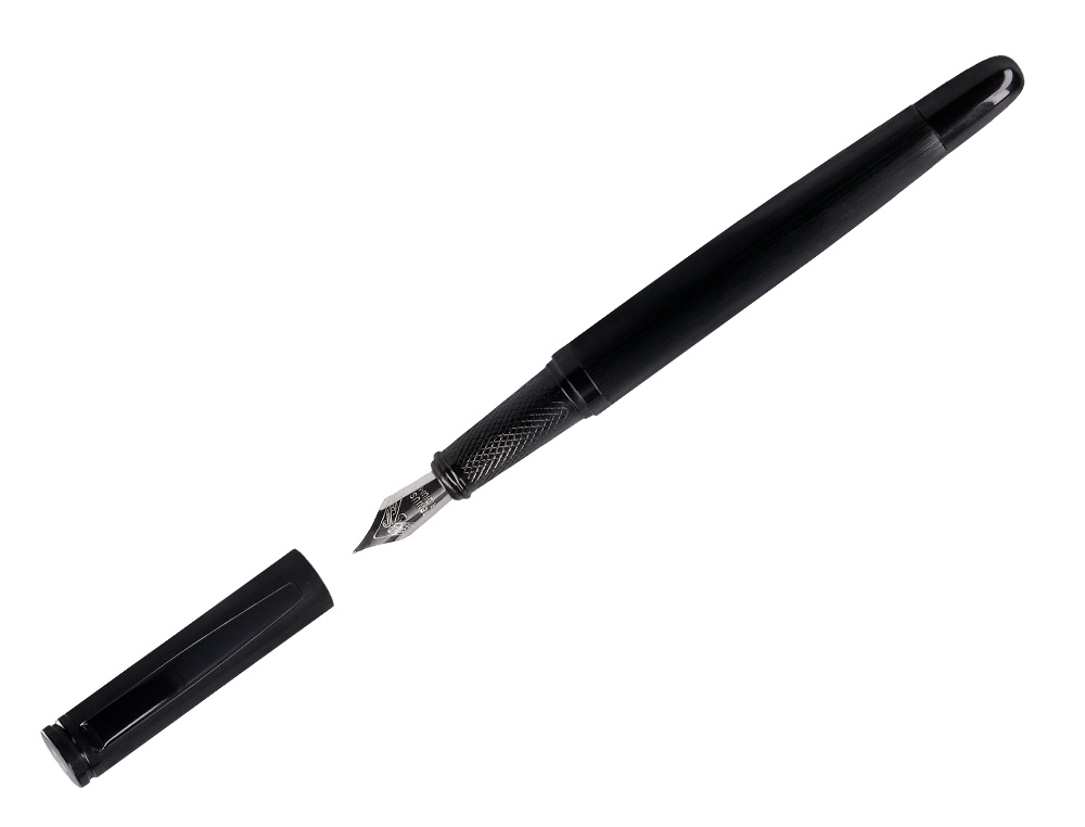 STYLO-PLUME ET FLACON D'ENCRE BELIUS ORIGEN ALUMINIUM       BROSSE ENCRE NOIRE COLORIS    NOIR DANS COFFRET CADEAU