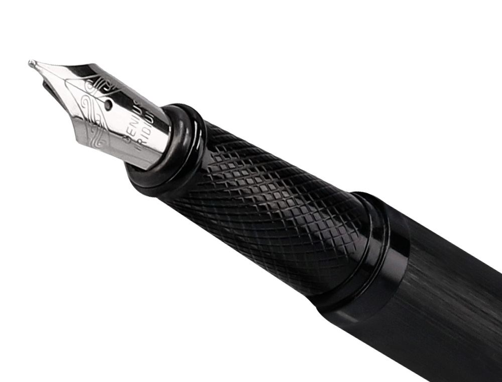 STYLO-PLUME ET FLACON D'ENCRE BELIUS ORIGEN ALUMINIUM       BROSSE ENCRE NOIRE COLORIS    NOIR DANS COFFRET CADEAU