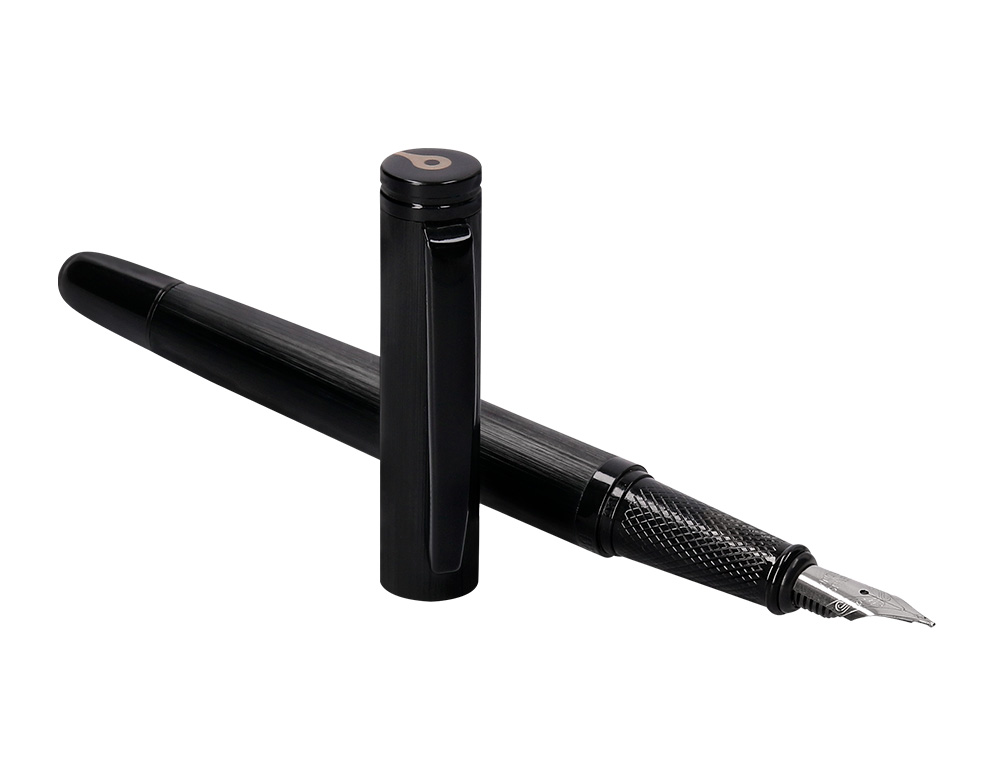 STYLO-PLUME ET FLACON D'ENCRE BELIUS ORIGEN ALUMINIUM       BROSSE ENCRE NOIRE COLORIS    NOIR DANS COFFRET CADEAU