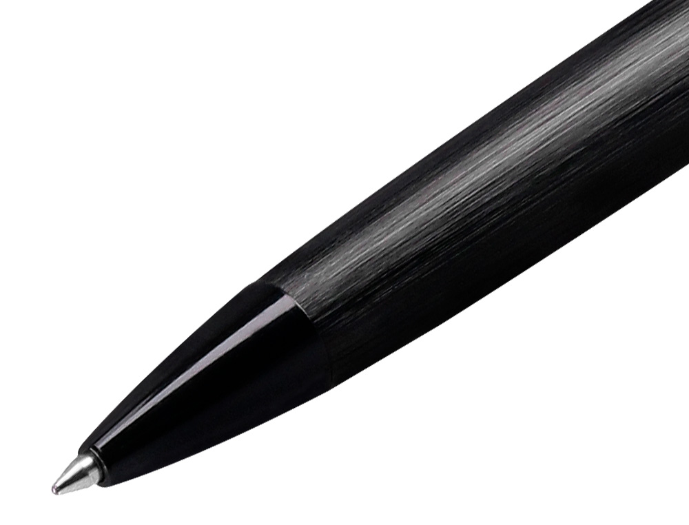 STYLO-BILLE BELIUS ORIGEN ALUMINIUM BROSSE ENCRE BLEUE COLORIS NOIR DANS COFFRET CADEAU