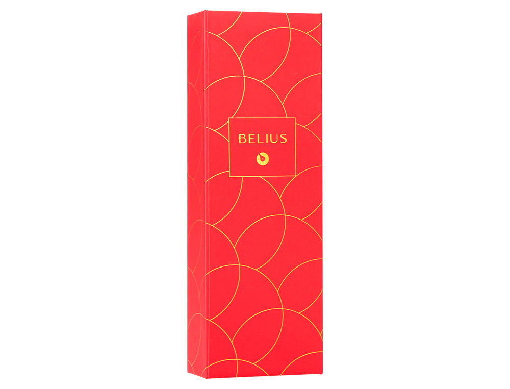 STYLO-PLUME BELIUS PASSION ALUMINIUM BROSSE ATTRIBUTS OR ENCRE BLEUE COLORIS ROUGE DANS COFFRET CADEAU