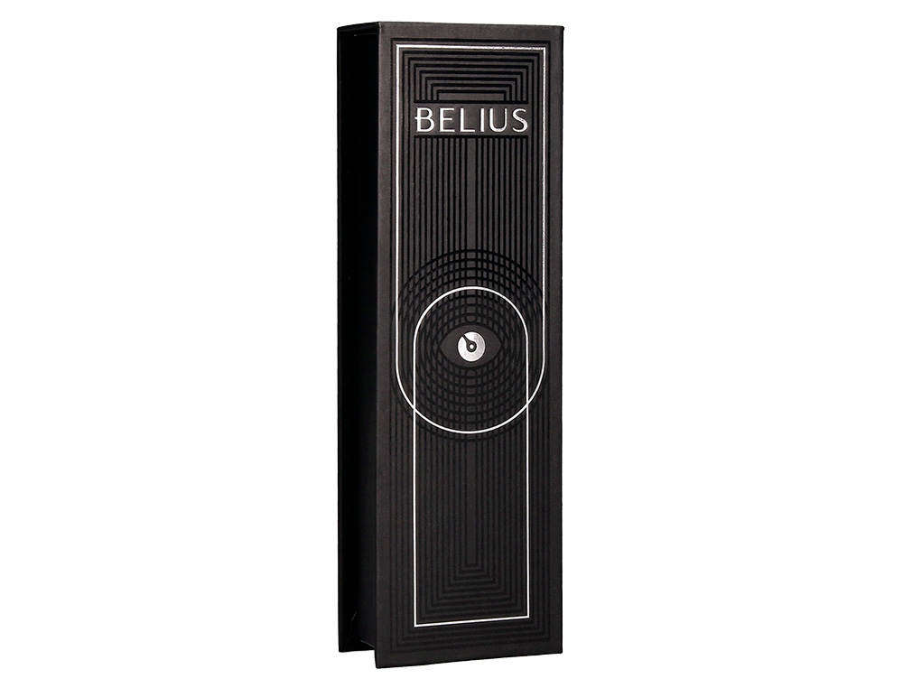 STYLO-BILLE BELIUS TURBO ALUMINIUM TEXTURE POINTILLEE ATTRIBUTS ARGENT ENCRE BLEUE COLORIS NOIR DANS COFFRET CADEAU