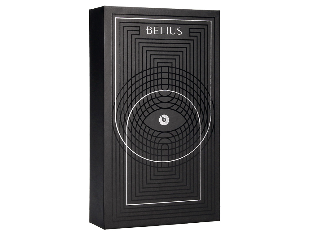 STYLO-BILLE ETUI SIMILI CUIR BELIUS TURBO ALUM. TEXTURE POINTILLEE ATTRIBUTS ARGENT ENCRE BLEUE COL. NOIR COFFRET CADEAU