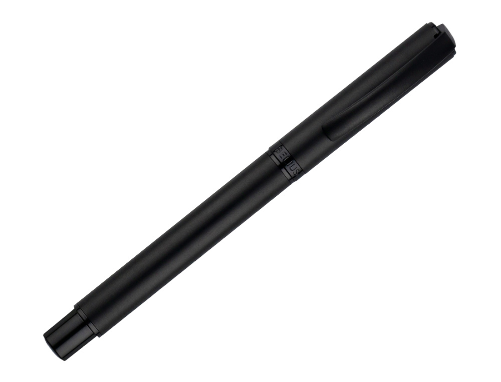 ROLLER BELIUS TURBO MONOCHROME ALUMINIUM TEXTURE POINTILLEE ENCRE BLEUE COLORIS NOIR DANS COFFRET CADEAU