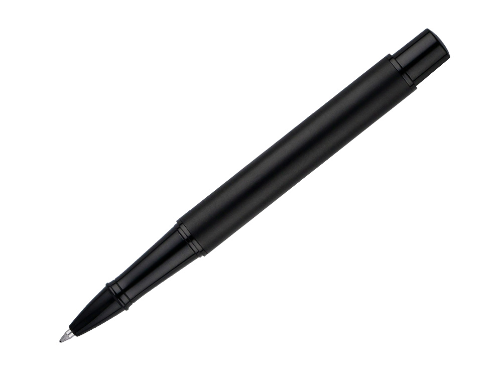 ROLLER BELIUS TURBO MONOCHROME ALUMINIUM TEXTURE POINTILLEE ENCRE BLEUE COLORIS NOIR DANS COFFRET CADEAU