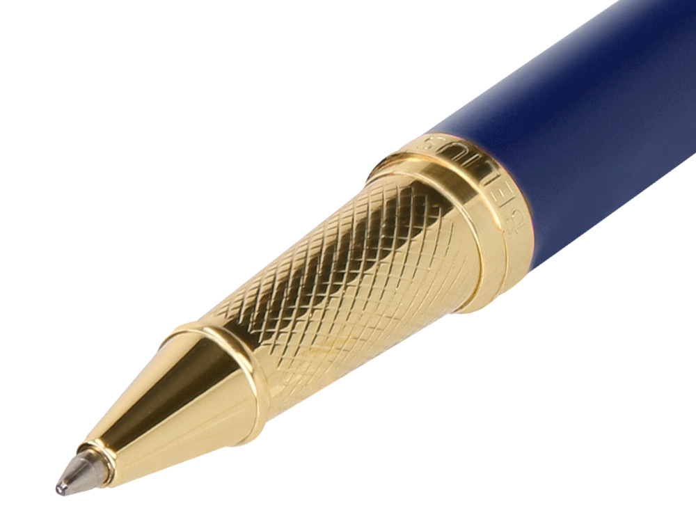 STYLO-BILLE ET ETUI SIMILI CUIR BELIUS SOIREE ALUM. DETAILS ET ATTRIBUTS OR ENCRE BLEUE COL. BLEU MARINE COFFRET CADEAU