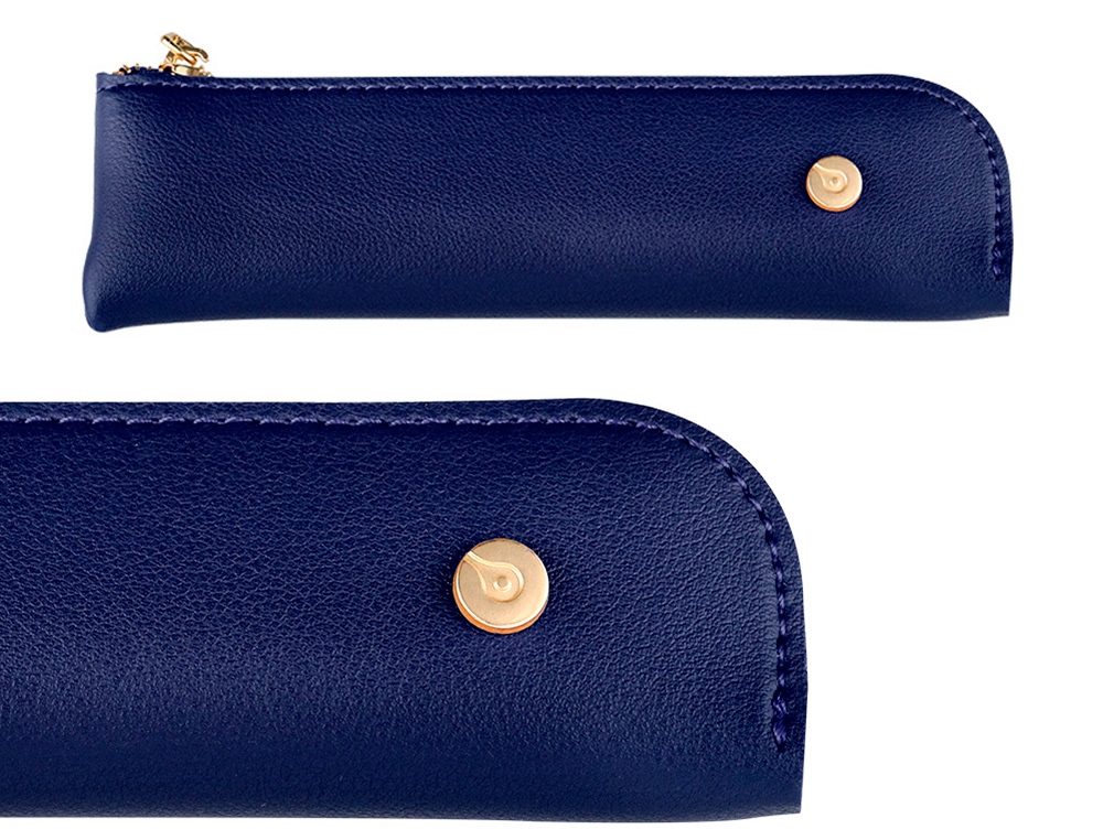 STYLO-BILLE ET ETUI SIMILI CUIR BELIUS SOIREE ALUM. DETAILS ET ATTRIBUTS OR ENCRE BLEUE COL. BLEU MARINE COFFRET CADEAU
