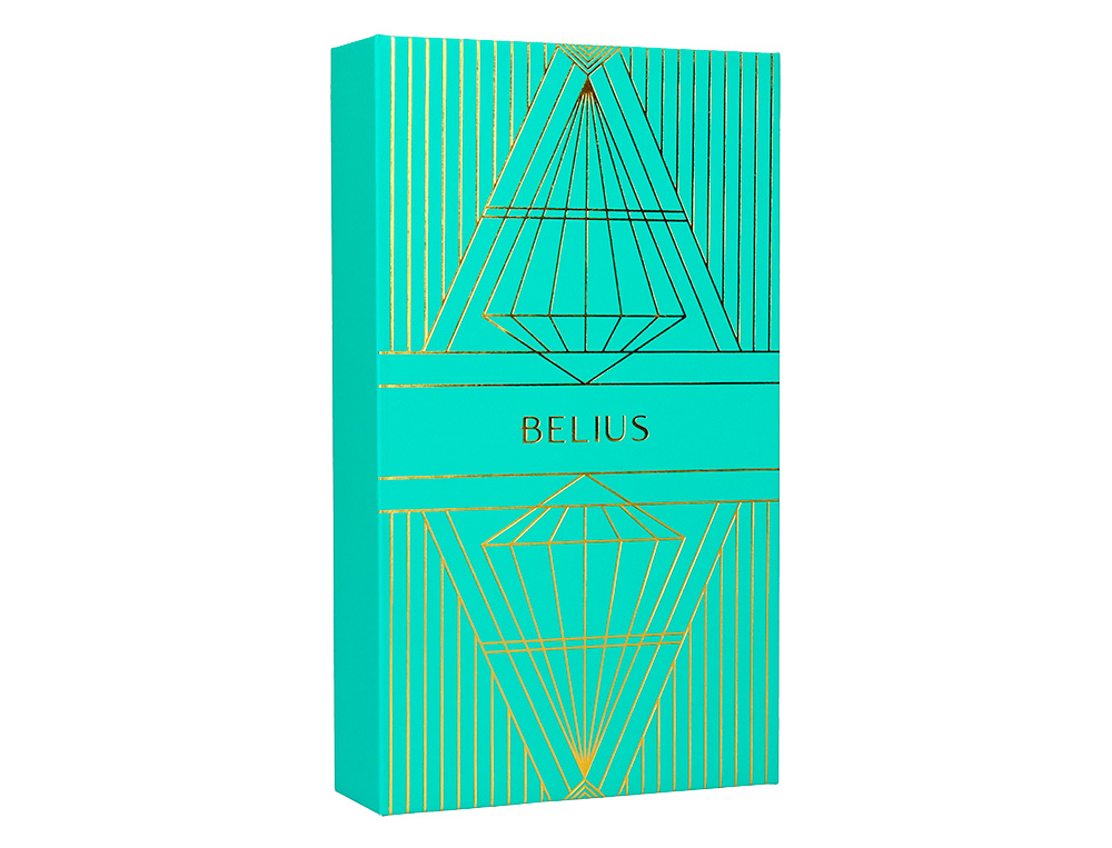 STYLO-BILLE ET ETUI SIMILI CUIR BELIUS SOIREE ALUM. DETAILS ET ATTRIBUTS OR ENCRE BLEUE COLORIS TURQUOISE COFFRET CADEAU