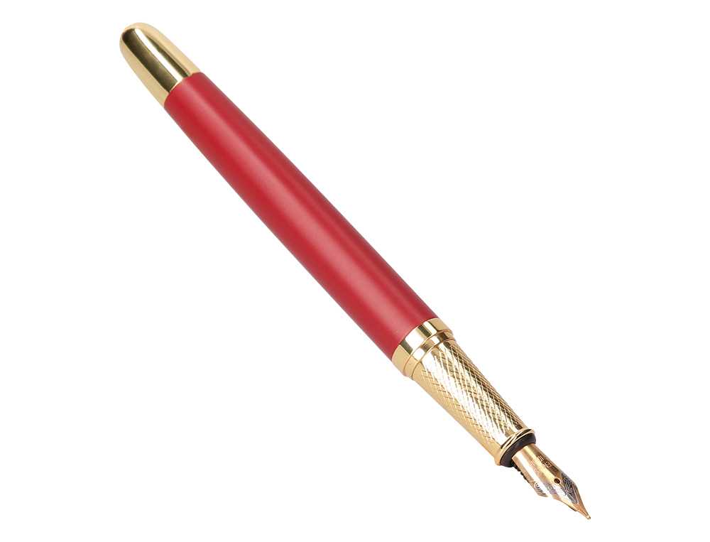 STYLO-PLUME ET ETUI SIMILI CUIR BELIUS SOIREE ALUM. DETAILS ET ATTRIBUTS OR ENCRE BLEUE COLORIS BORDEAUX COFFRET CADEAU